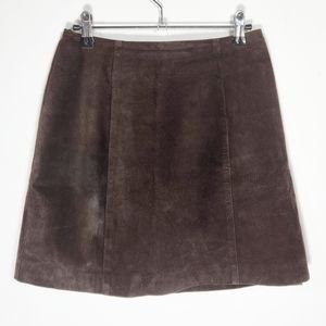 90s y2k boho retro Vintage Chocolate brown Suede/Leather mini skirt Size 5/6